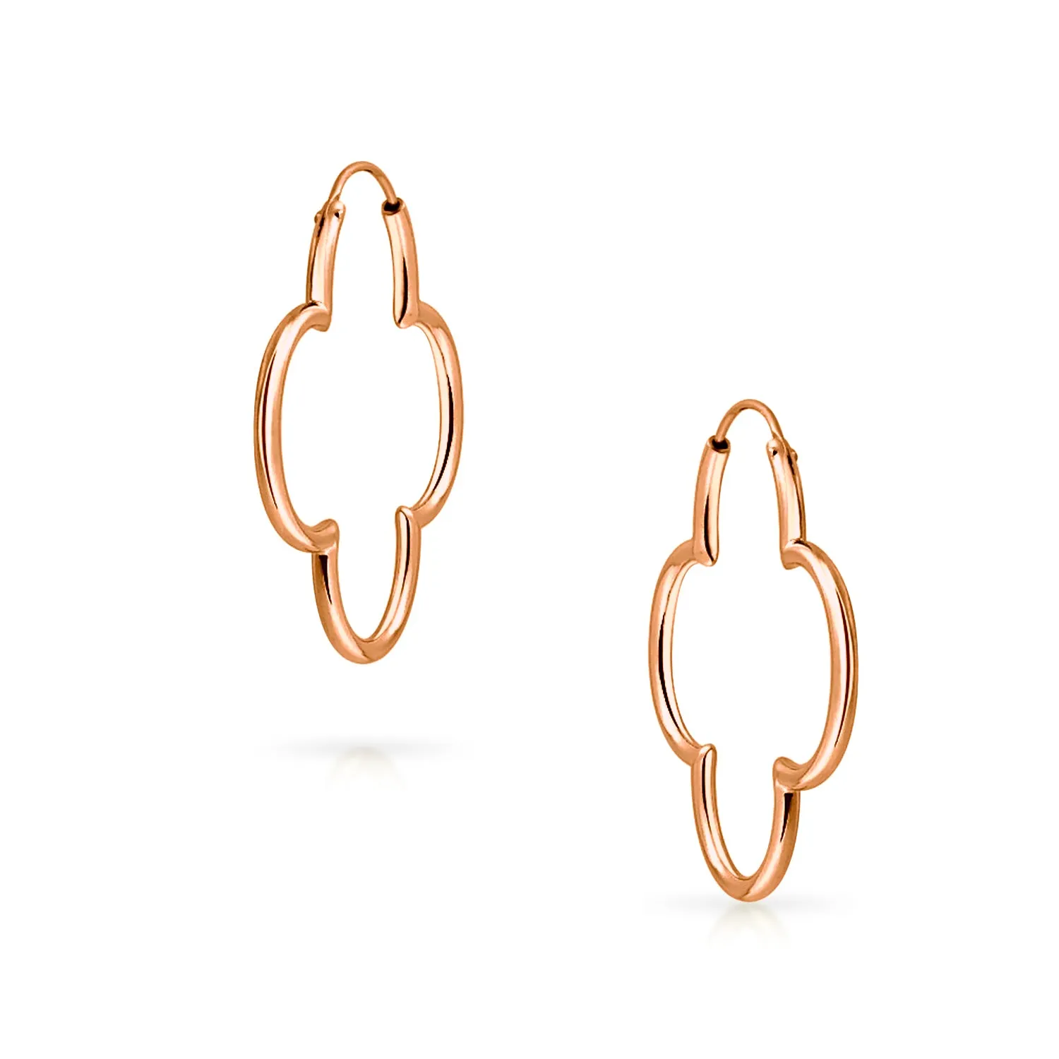 Clover Endless Hoop Earrings Rose Gold Plated .925 Sterling Silver