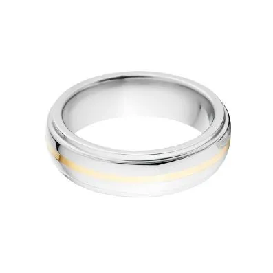 Cobalt Wedding Band w/ 14k Gold Inlay Wedding Band USA Made Cobalt Ring Mens Ring - 6HRRC11G-P-14k-Gold