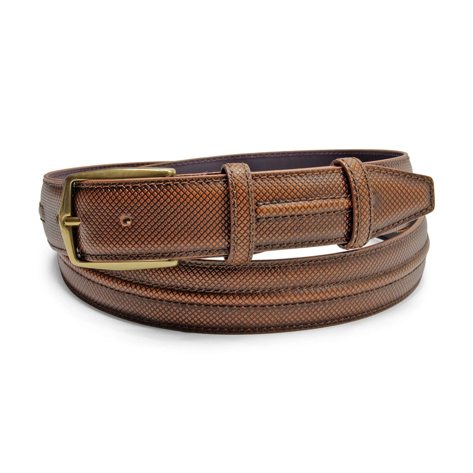 Cognac Flynn Dadino Texture Ridge Belt