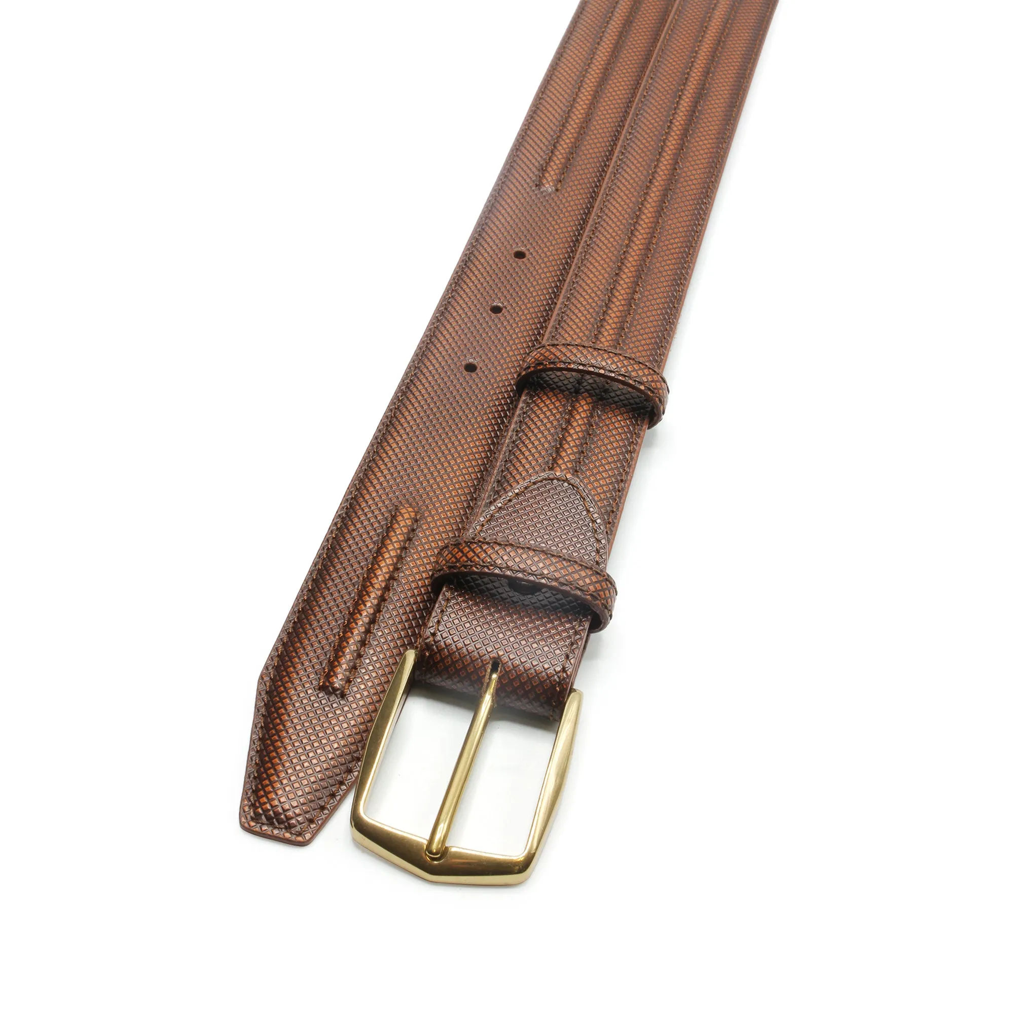 Cognac Flynn Dadino Texture Ridge Belt