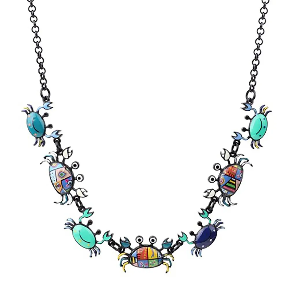 Colorful Ocean Crab Pendant Necklace