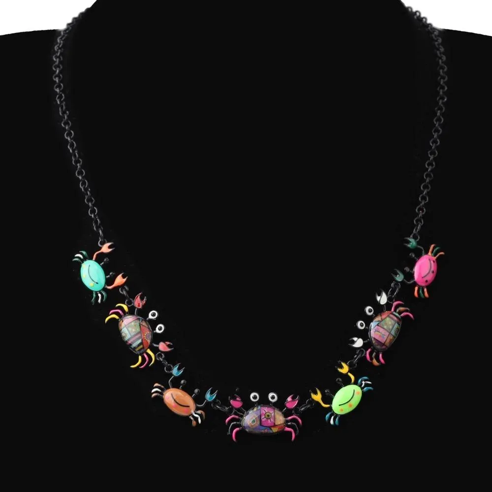 Colorful Ocean Crab Pendant Necklace