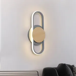 Contemporary LED Wall Sconce Lighting - Grey Oval & Round Design for Bedside