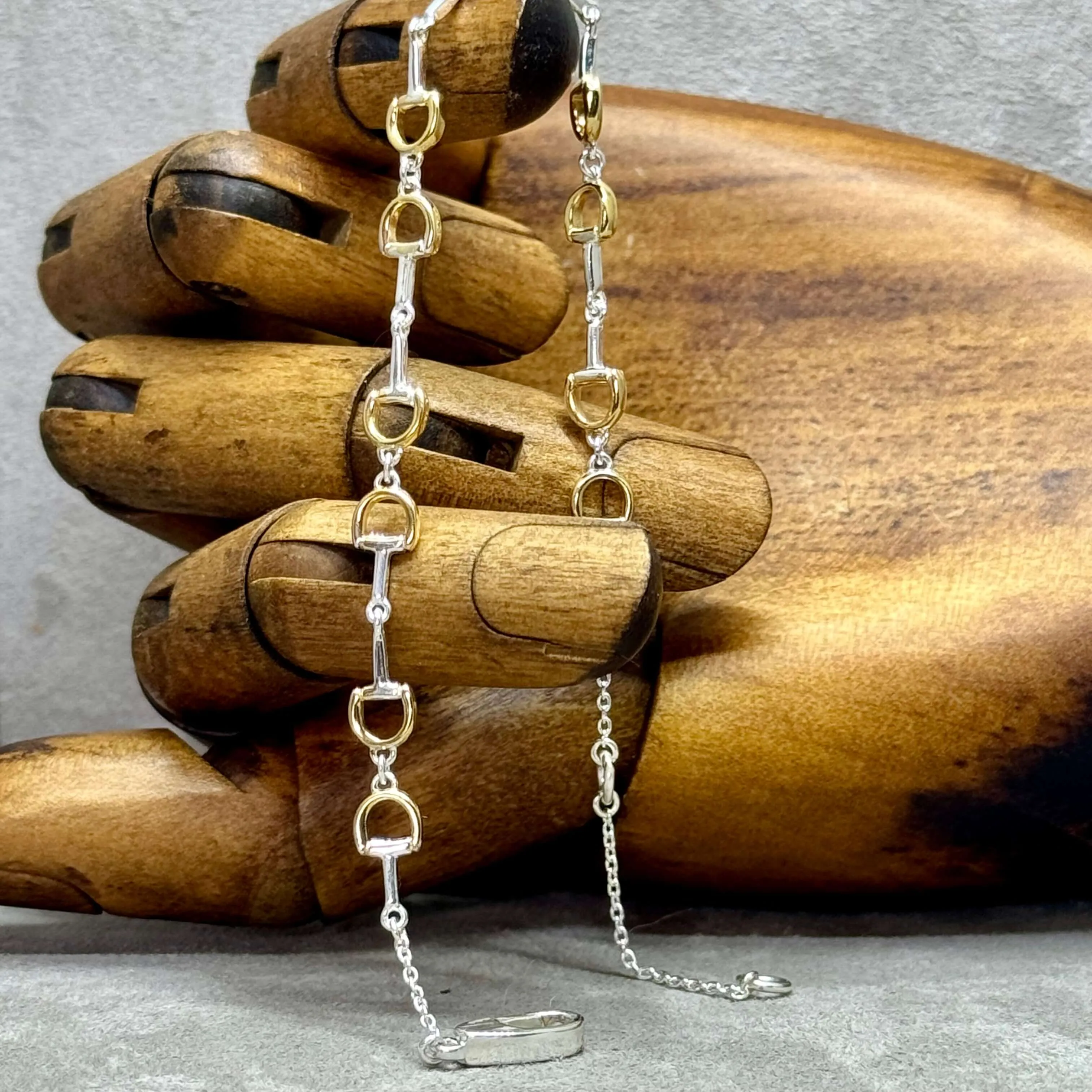 Continuous Snaffle Bracelet, Sterling Silver & 18 Carat Gold