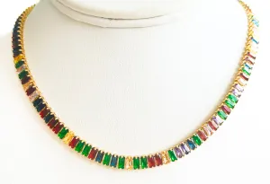 CZ Baguette Necklace - Colorful