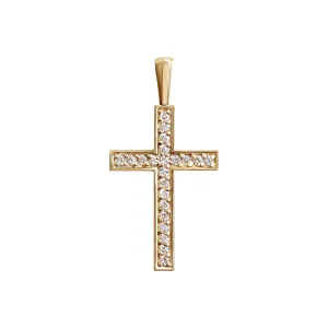 Dainty Cross Gold and Diamond Pendant Neckalce