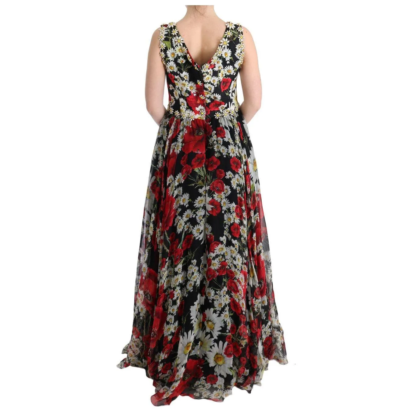 Dolce & Gabbana Floral Maxi Gown with Sunflower Print and Crystals