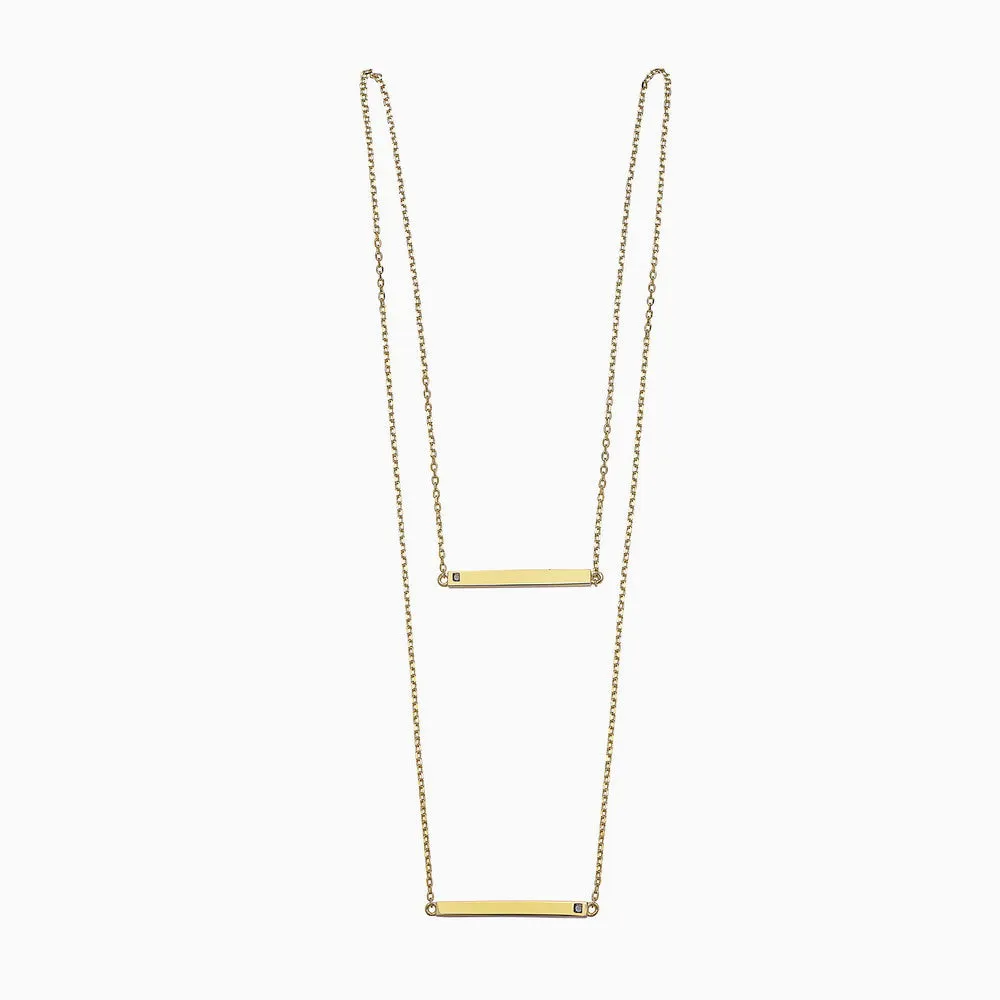 DOUBLE BLACK DIAMONDS LINEAR BAR YELLOW SCAPULAR NECKLACE