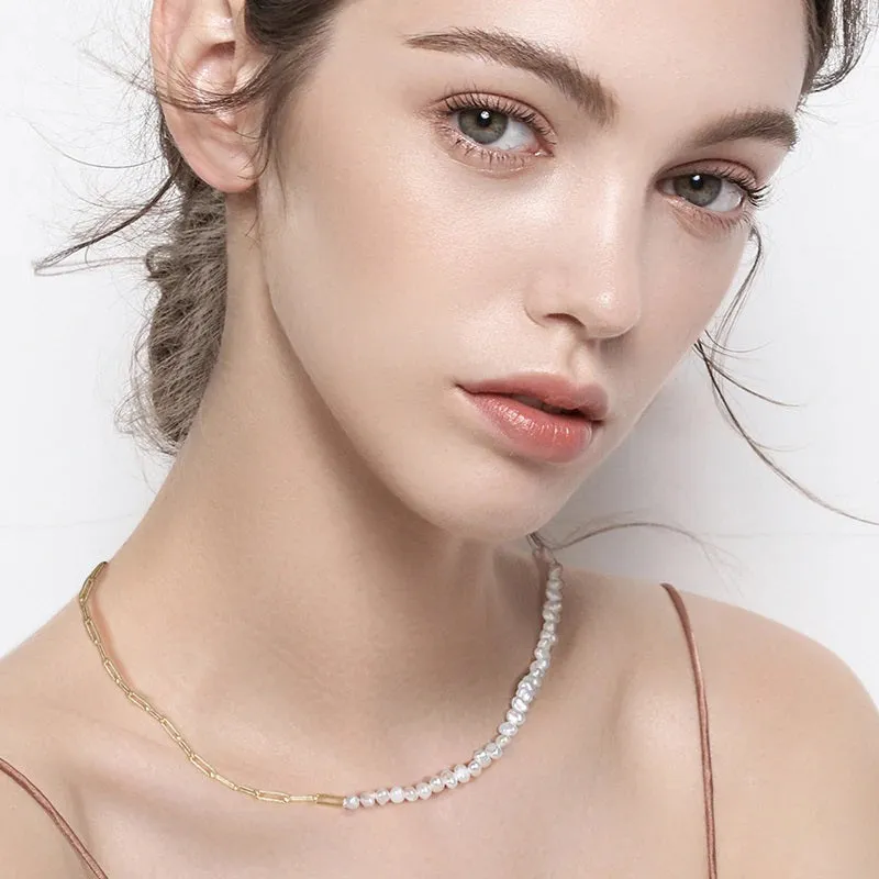 Elegant Baroque Pearl Minimalist Necklace Collection