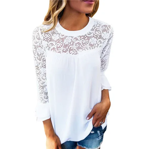 Elegant Hollow Out Lace Blouse