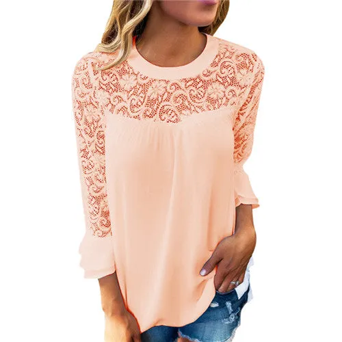 Elegant Hollow Out Lace Blouse