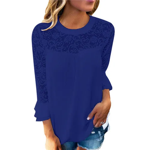 Elegant Hollow Out Lace Blouse