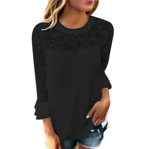 Elegant Hollow Out Lace Blouse