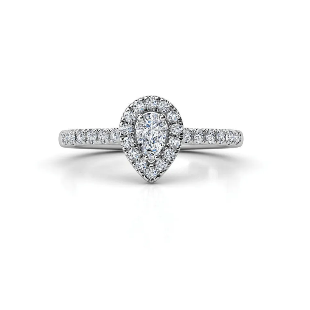 Elegant Pear-Shaped Diamond Halo Ring