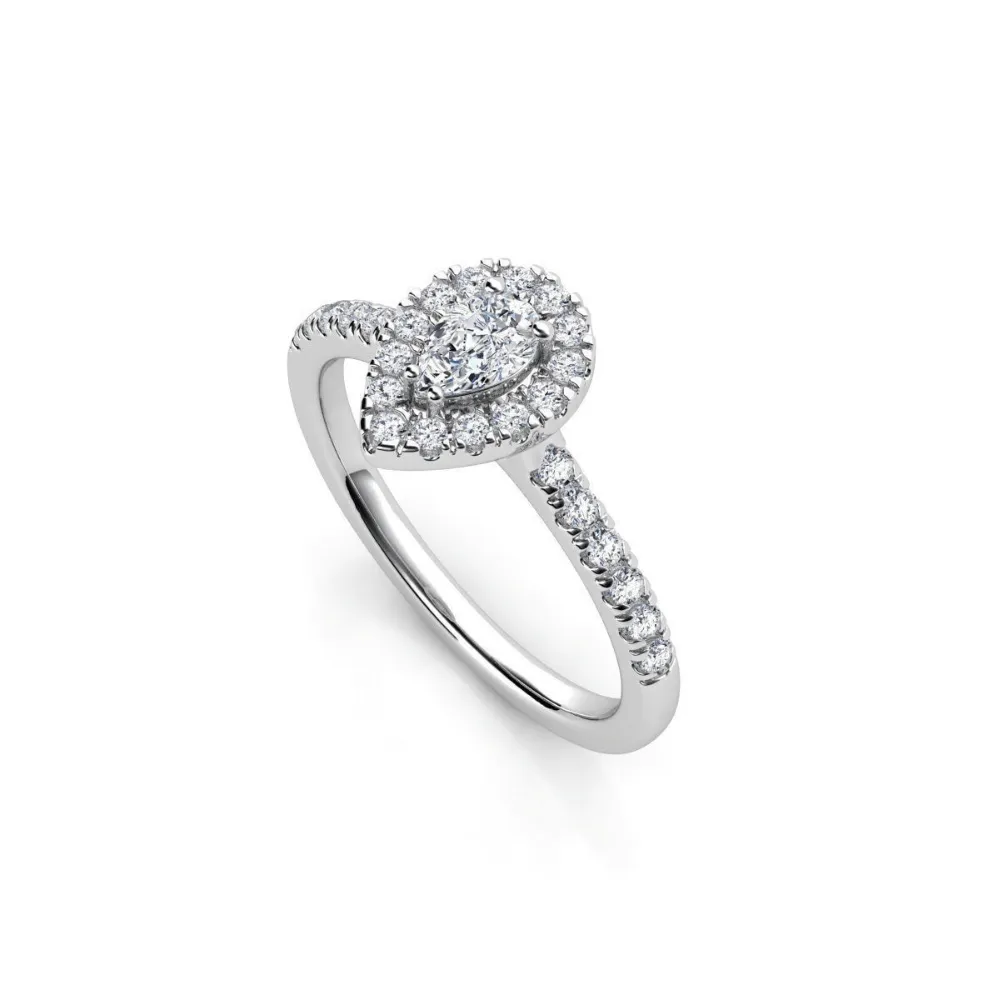 Elegant Pear-Shaped Diamond Halo Ring