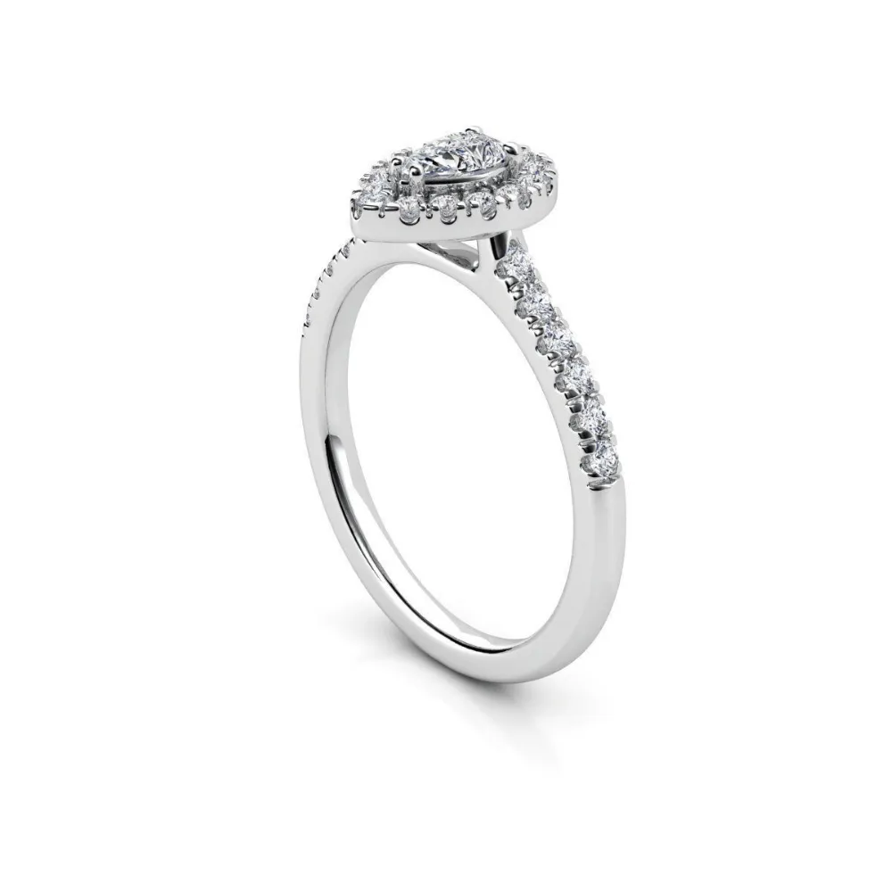 Elegant Pear-Shaped Diamond Halo Ring