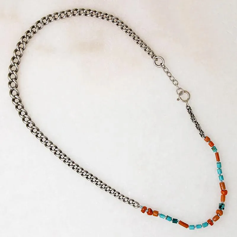 English Sterling & Colorful Bead Necklace by Ancient Influences