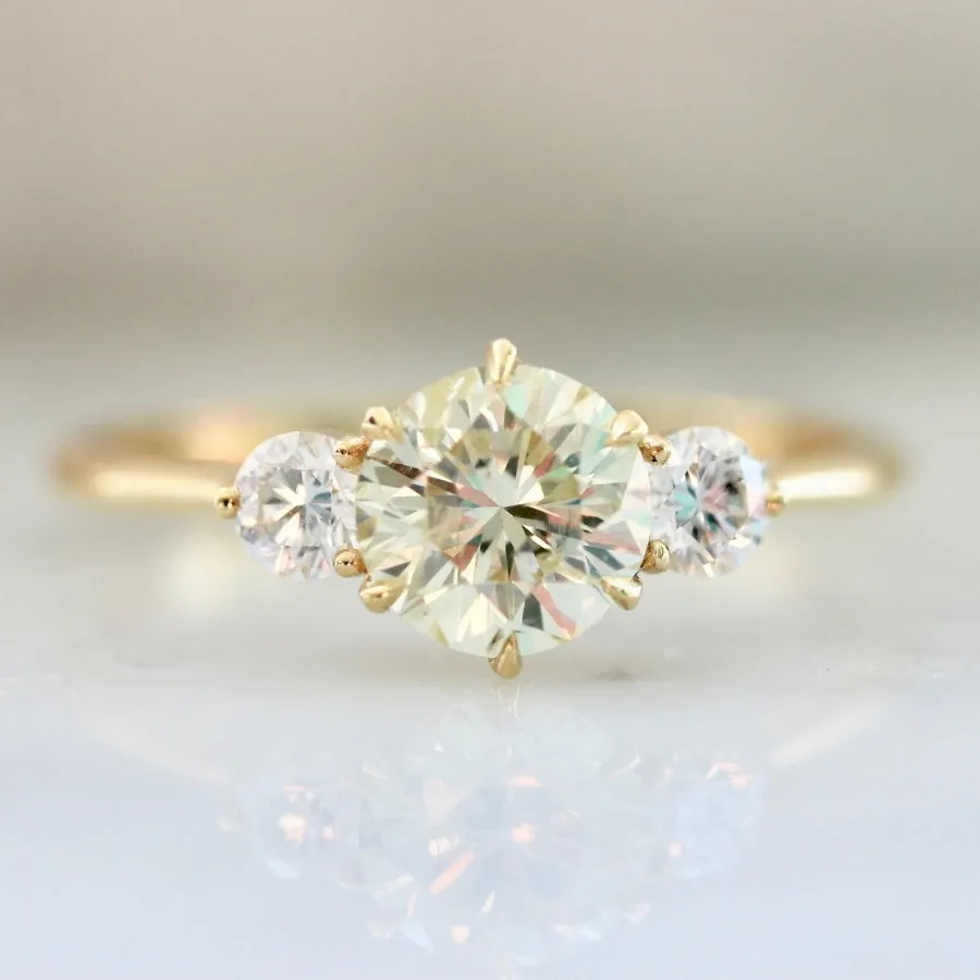 Falling Star Light Yellow Round Brilliant Cut Diamond Ring