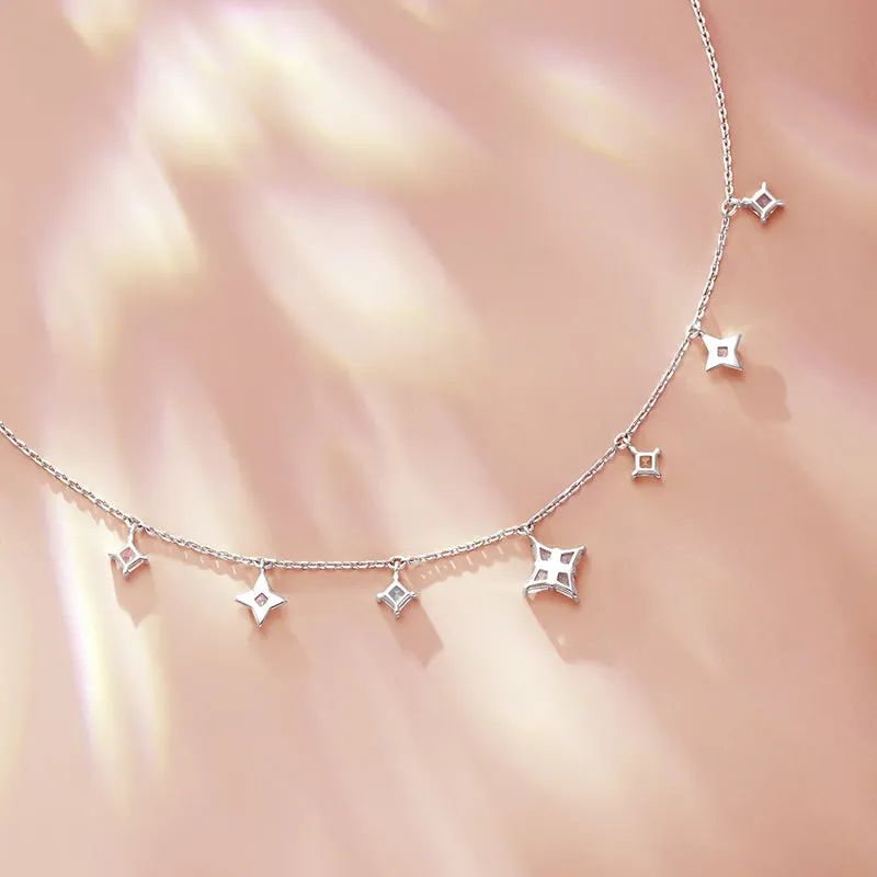 FANCIME "Starlit Dream" Colorful Star Sterling Silver Drop Necklace