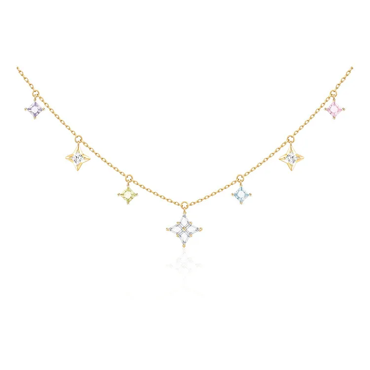 FANCIME "Starlit Dream" Colorful Star Sterling Silver Drop Necklace