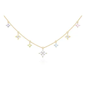 FANCIME "Starlit Dream" Colorful Star Sterling Silver Drop Necklace