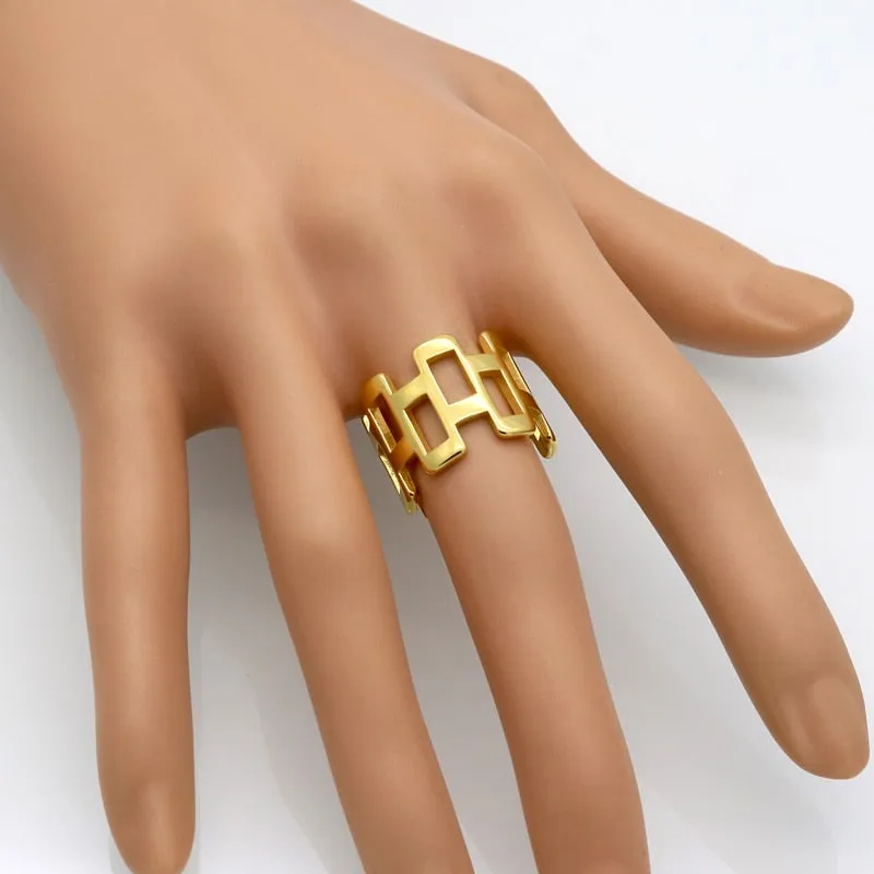 Female Anel Geometric Square Rings