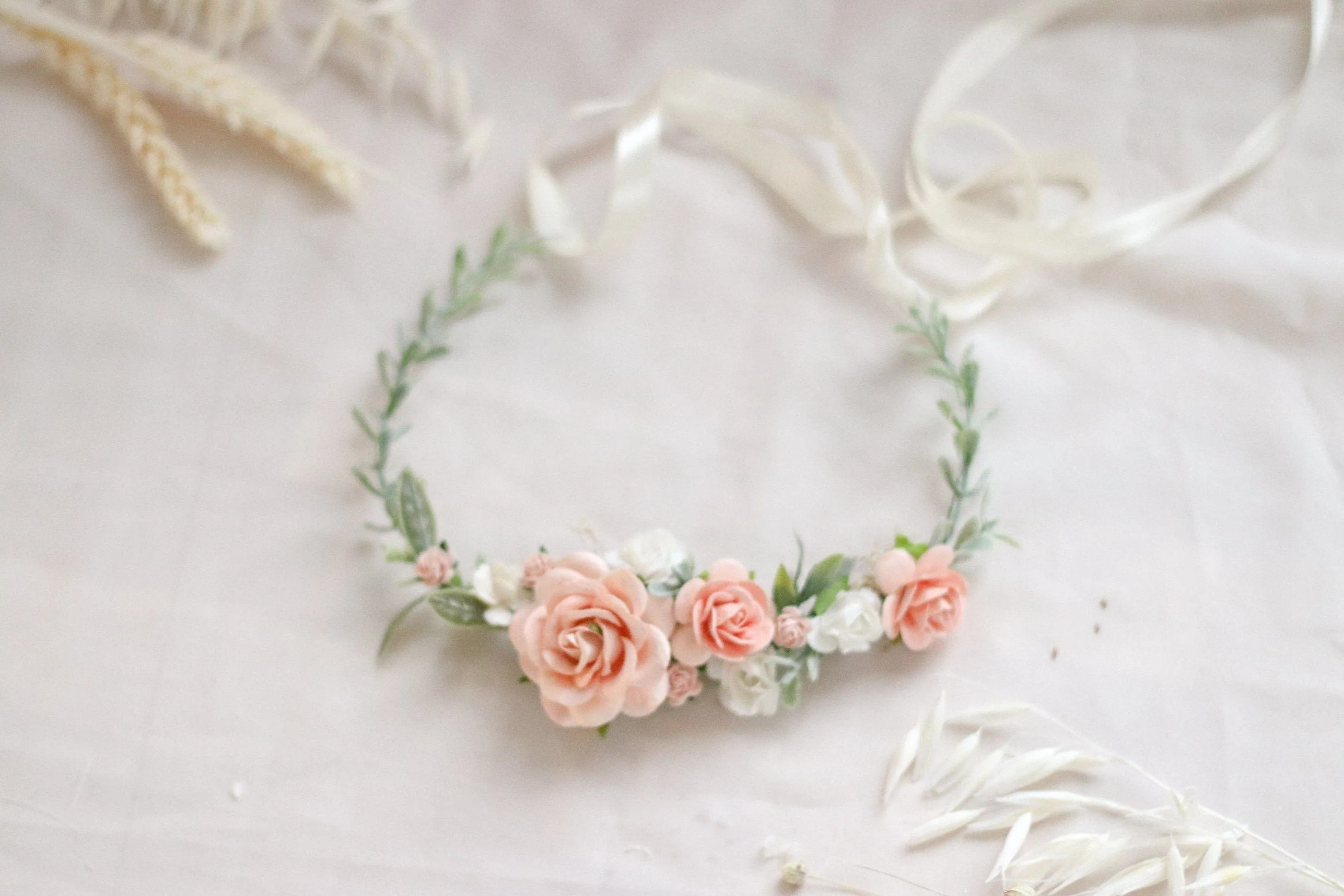 Flower Girl Crown / Baby Floral Crown / Mulberry Paper Roses Crown / Newborn Crown / Newborn Photo Prop / flower crown baby