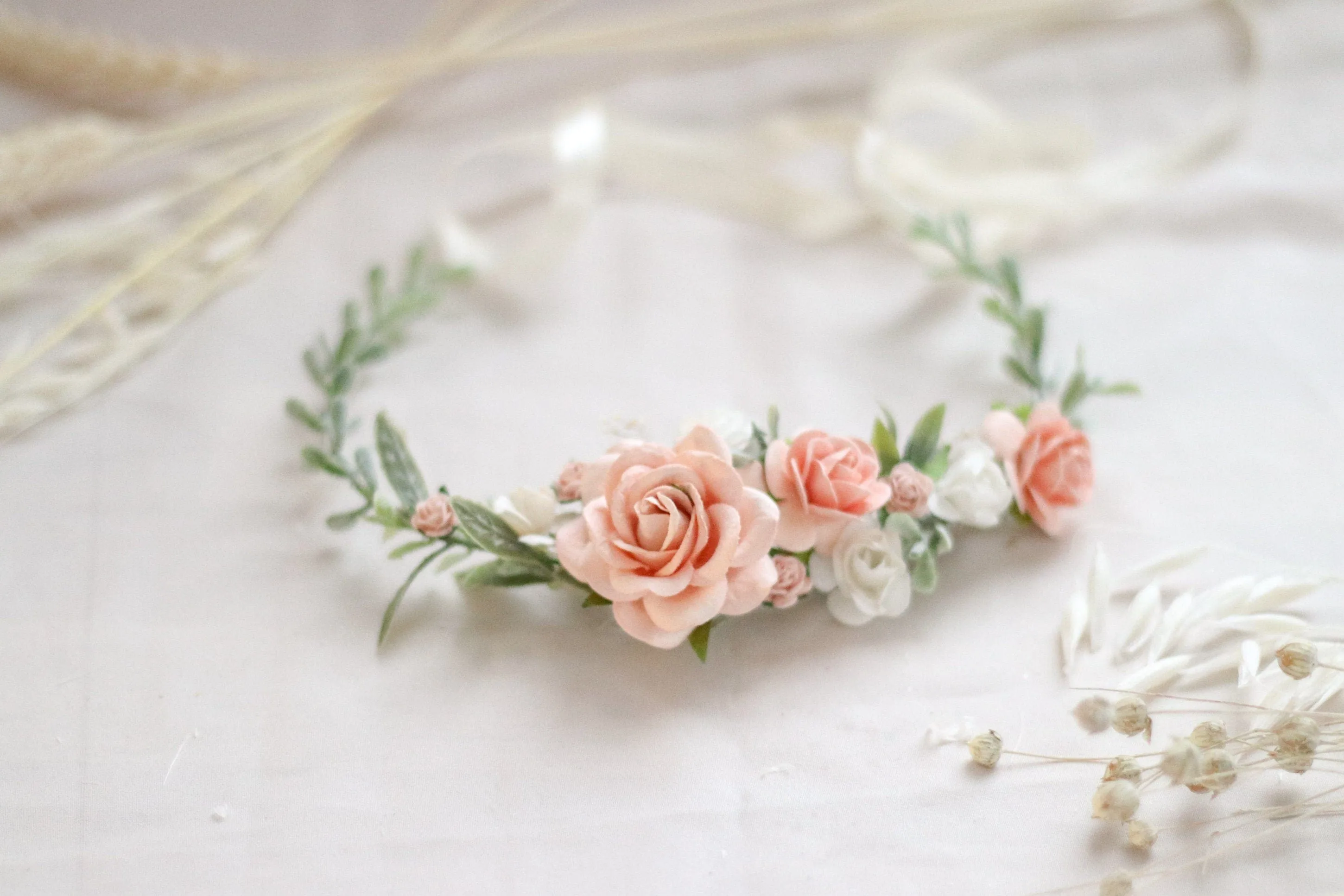 Flower Girl Crown / Baby Floral Crown / Mulberry Paper Roses Crown / Newborn Crown / Newborn Photo Prop / flower crown baby