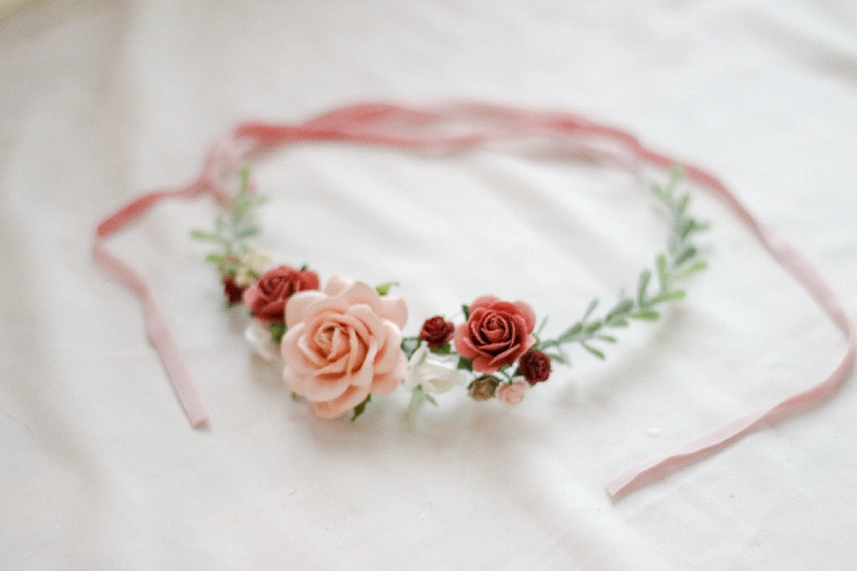 Flower Girl Crown / Baby Floral Crown / Mulberry Paper Roses Crown / Newborn Crown / Newborn Photo Prop / flower crown baby