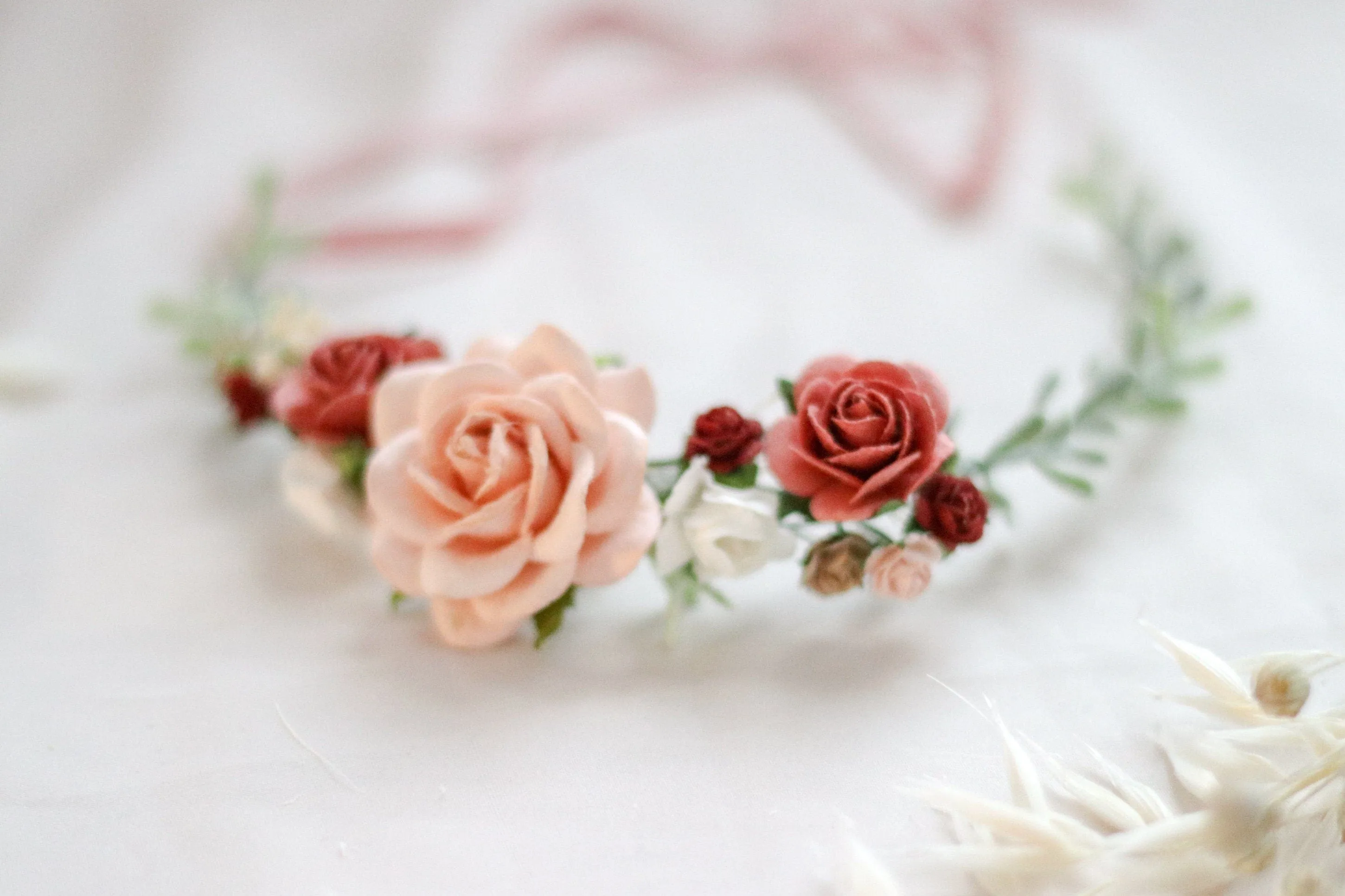 Flower Girl Crown / Baby Floral Crown / Mulberry Paper Roses Crown / Newborn Crown / Newborn Photo Prop / flower crown baby