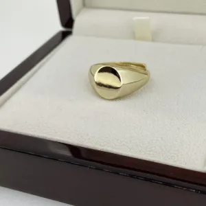 Gold Filled Bonded Round Signet Ring Size Q Adjustable