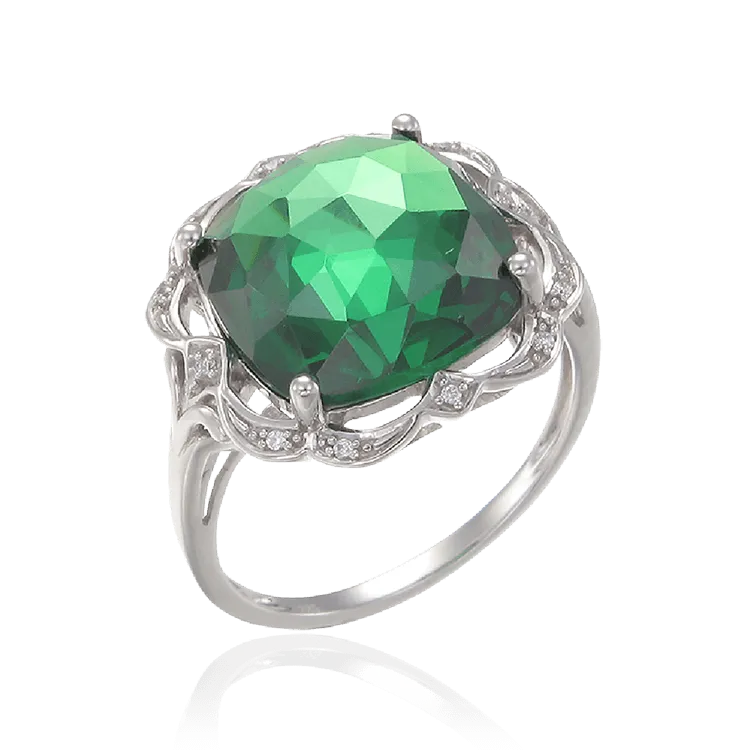 Graceful Sparkling Emerald Green Cocktail Ring