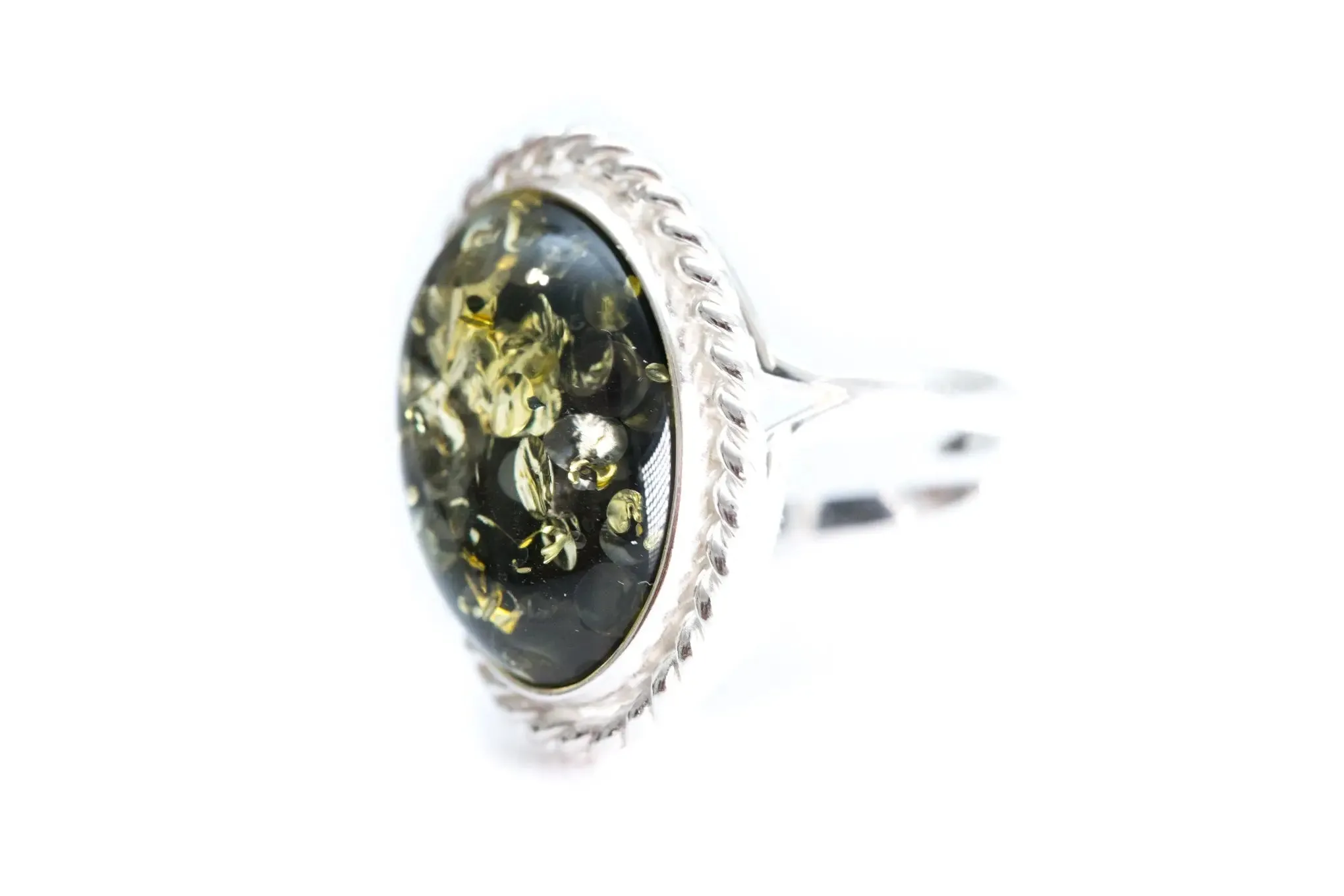 Green Amber Quintessence Statement Ring