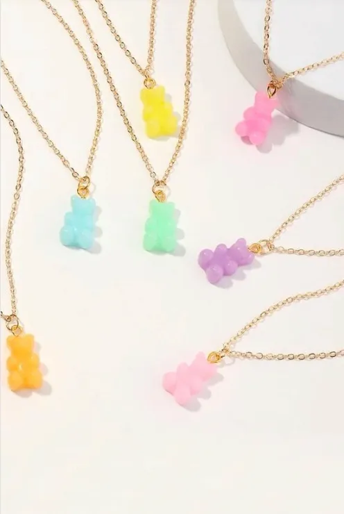 Gummy Bear Pendant Necklace Combo Set of 7