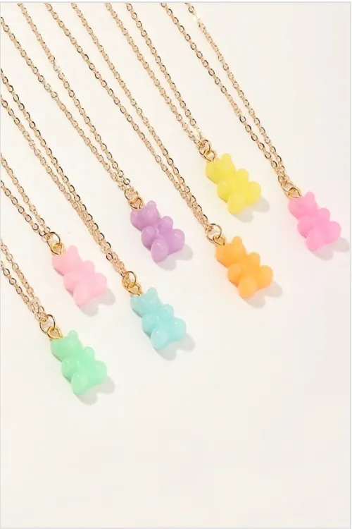 Gummy Bear Pendant Necklace Combo Set of 7