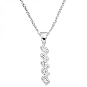 Harmony Collection Bar Set Princess Cut Diamond Pendant 0.50ct