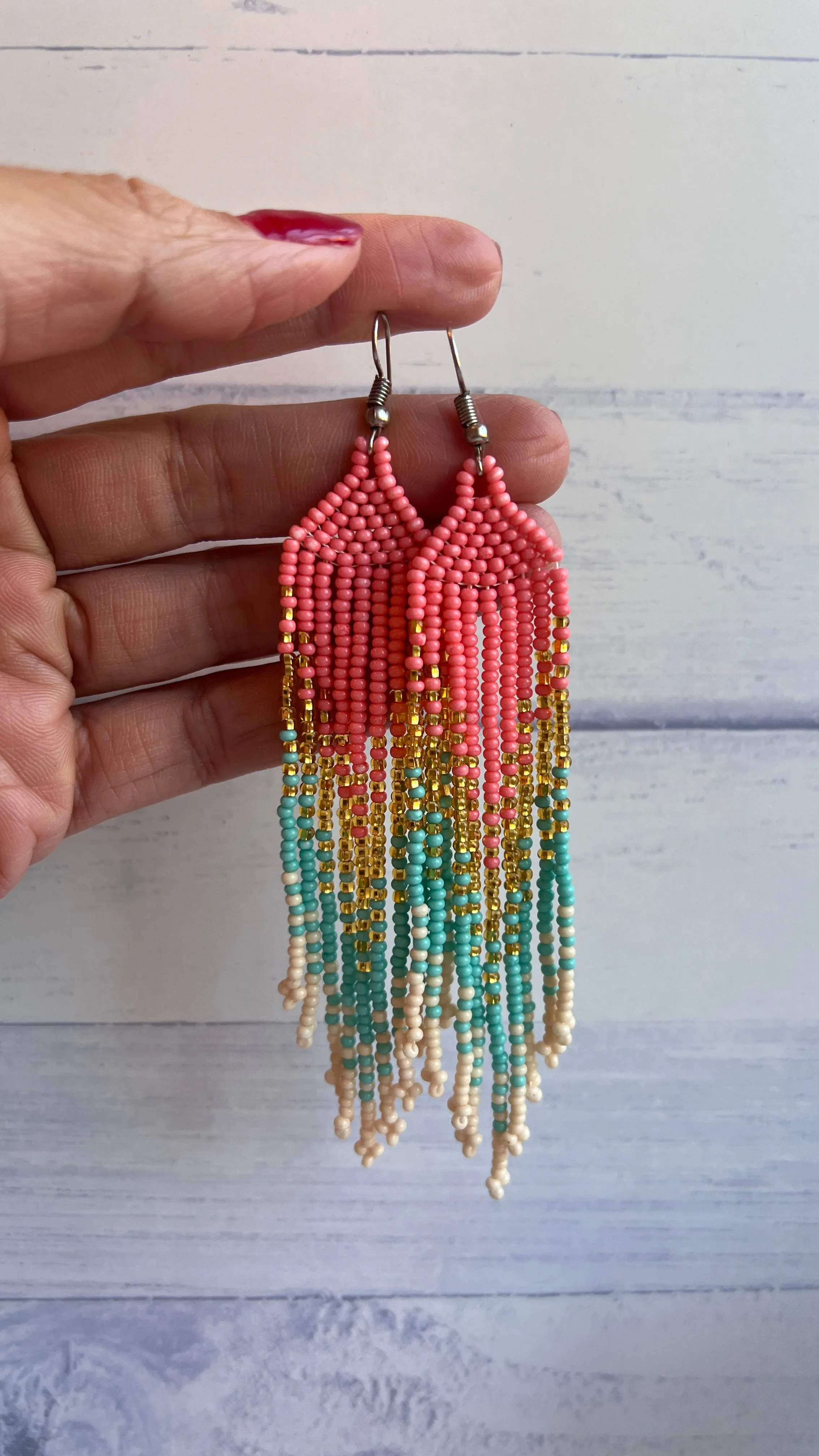 Huichol Long Earrings