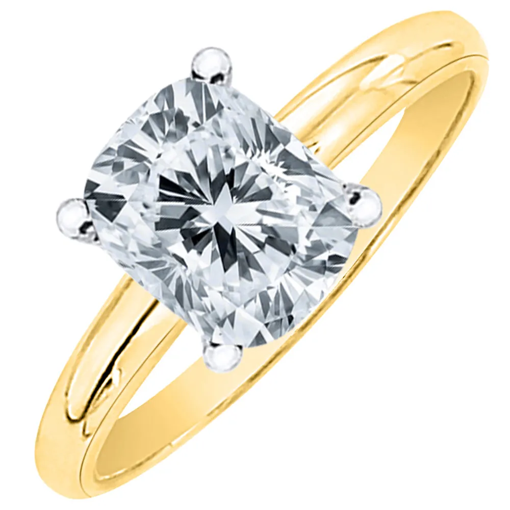 IGI Certified 2.01 ct. D - VS1 Cushion  Cut Lab Grown Diamond Solitaire Engagement Ring in 14k Gold