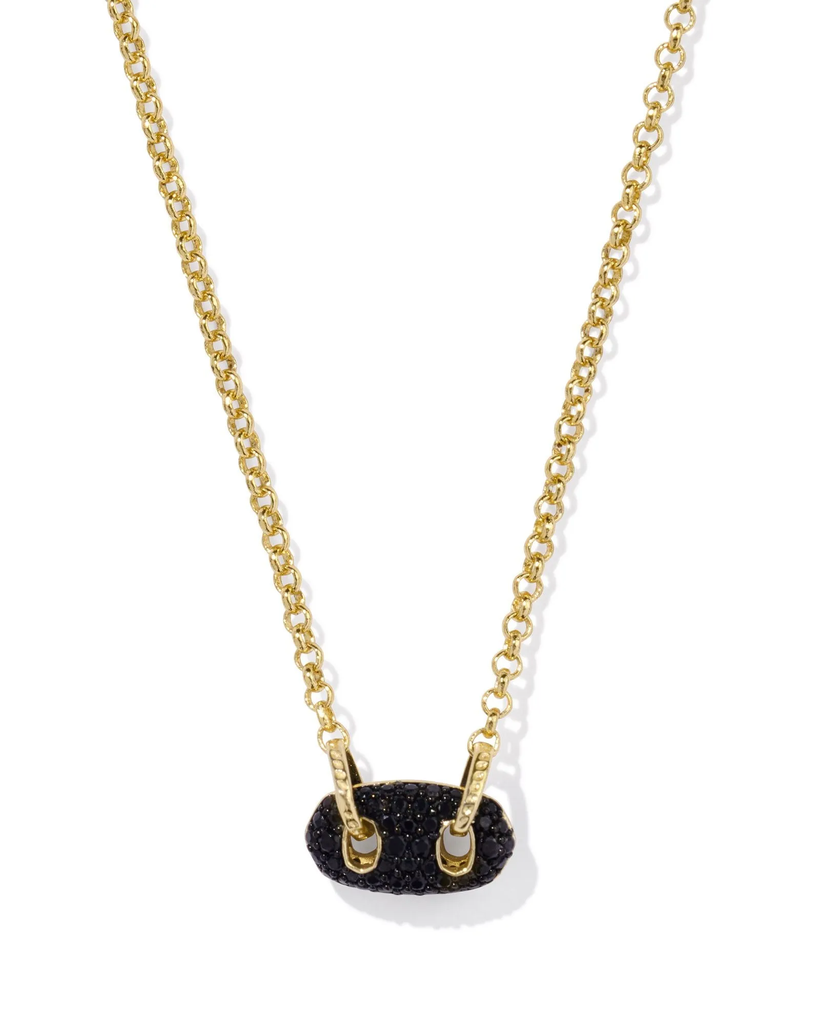 Kendra Scott Bailey Gold Pave Short Pendant Necklace in Black Crystal