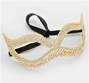 Leeza Classic  Cat Eye Masquerade Mask | Crystal | Gold