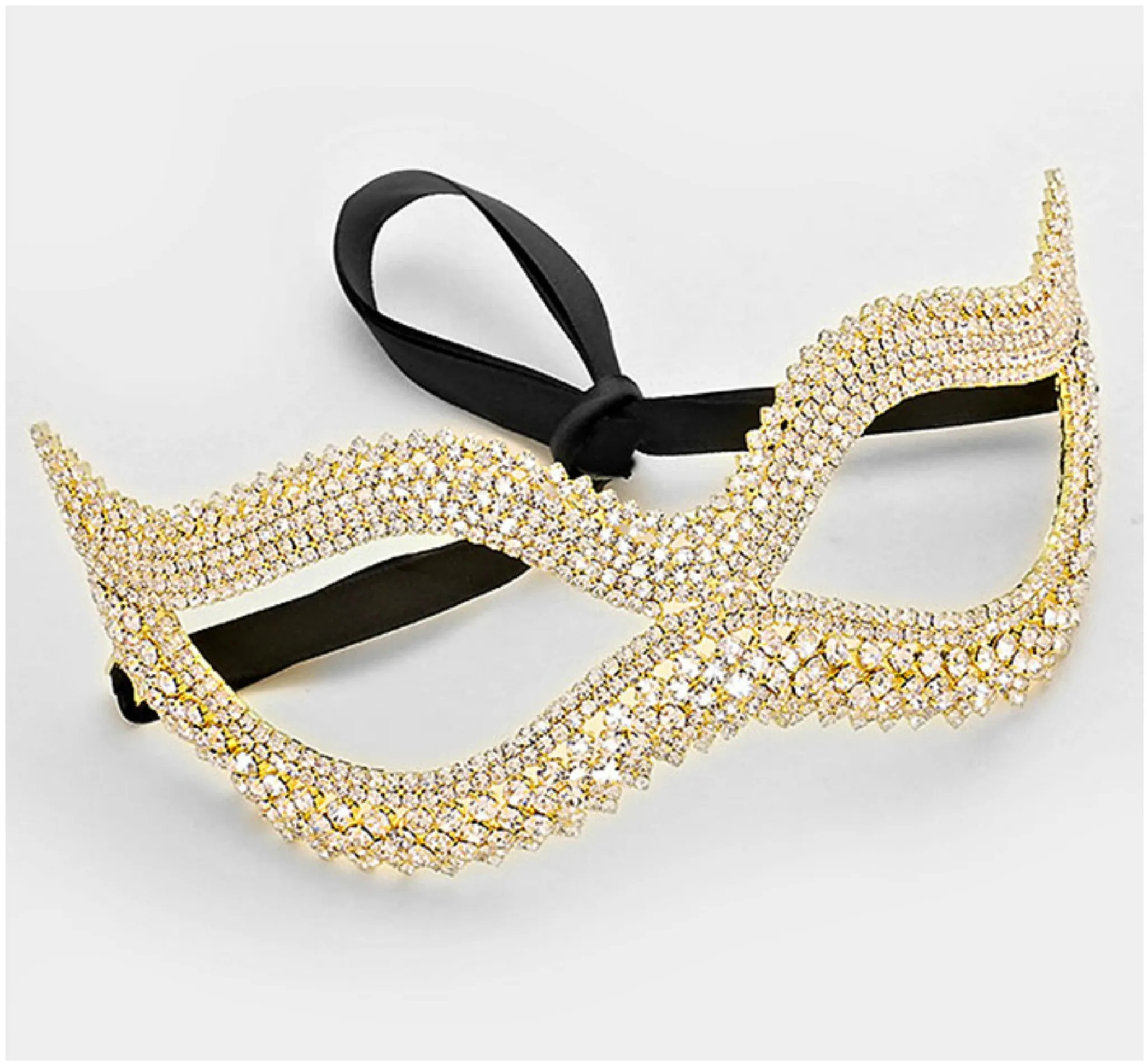 Leeza Classic  Cat Eye Masquerade Mask | Crystal | Gold