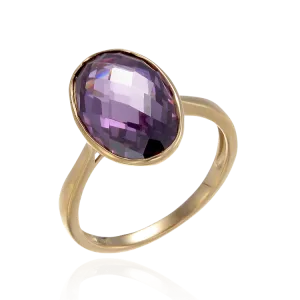 Lustrous Sparkling Amethyst 18K Gold Vermeil Ring