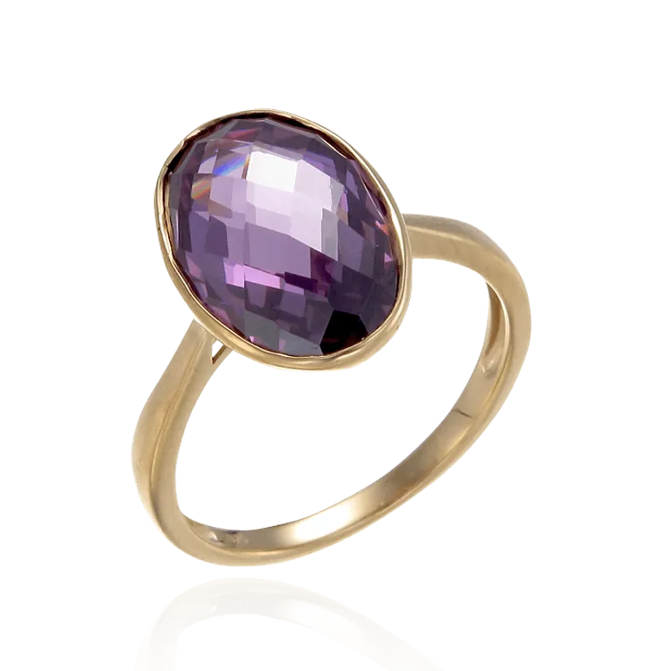 Lustrous Sparkling Amethyst 18K Gold Vermeil Ring