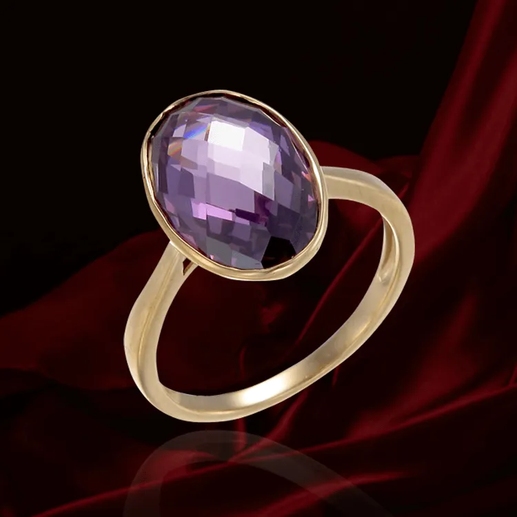 Lustrous Sparkling Amethyst 18K Gold Vermeil Ring