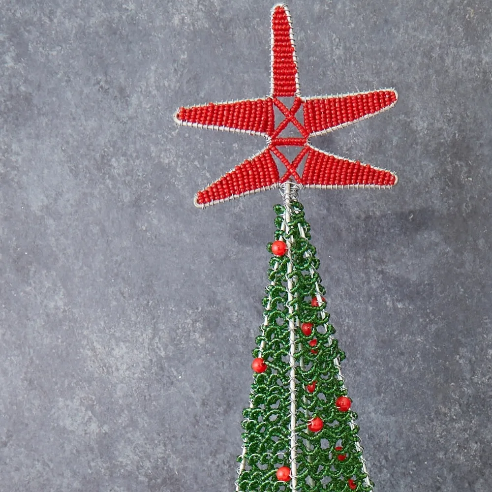 Maasai Beads Tall Decorative Tabletop Christmas Tree