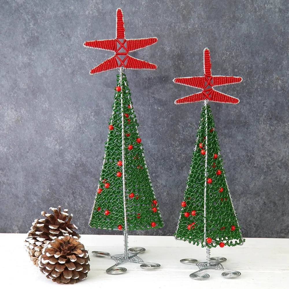 Maasai Beads Tall Decorative Tabletop Christmas Tree