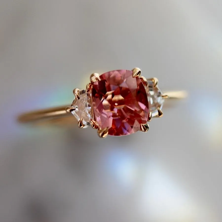 Magic Hour Pink Cushion Cut Tourmaline Ring