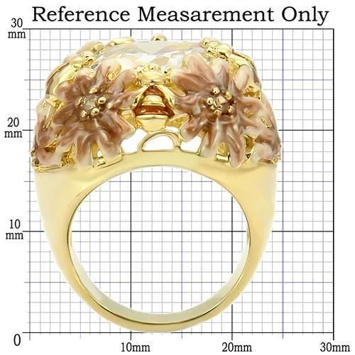 Matte Gold & Gold Brass Ring with AAA Grade CZ in Clear for Women Style 0W203