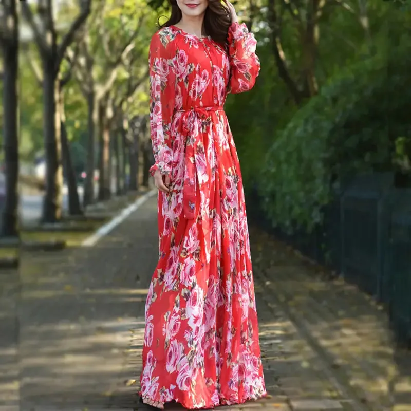 Maxi Dress Floral Printed. (Modest style dress)