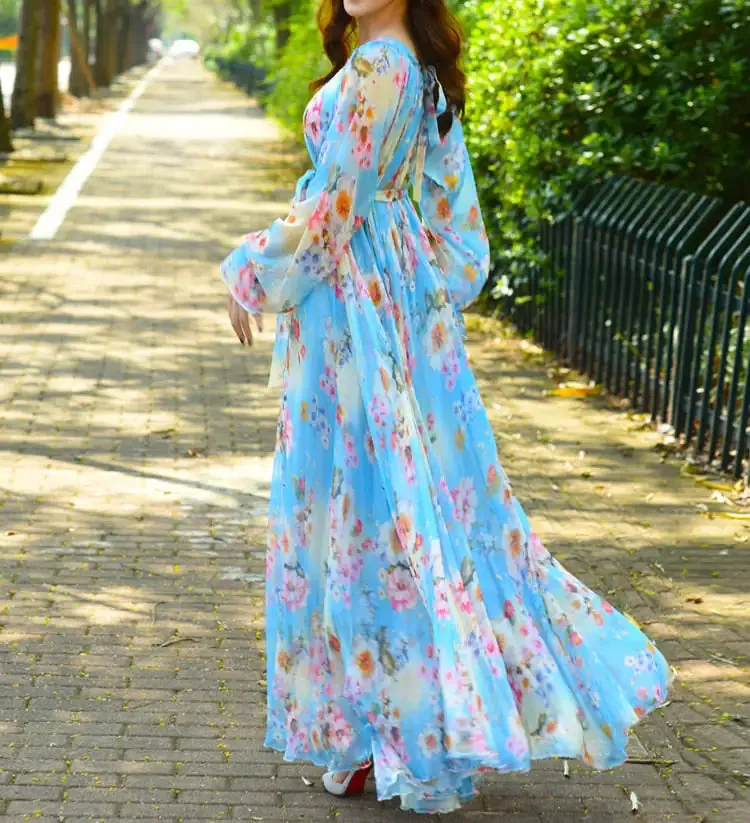 Maxi Dress Floral Printed. (Modest style dress)